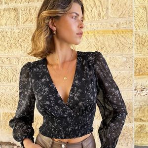 Aritzia Wilfred chiffon wrap blouse